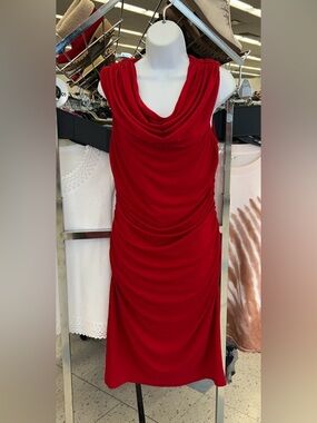 Vintage Spense Women’s Cowl Neck Sleeveless Pleated Ruched Dress size 10